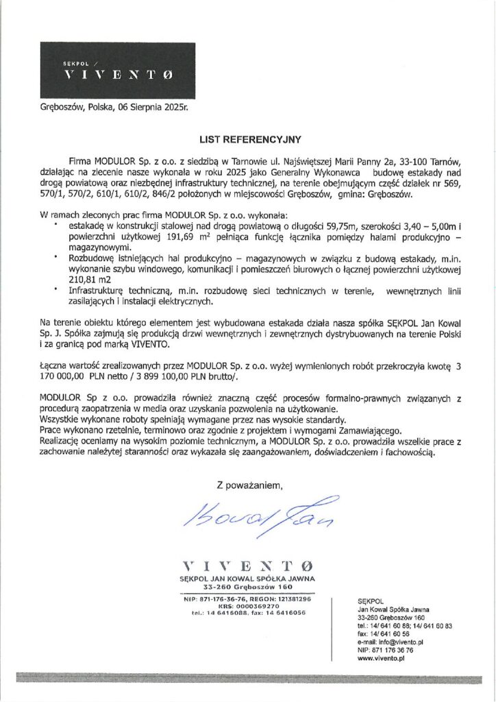 Referencje: 2025 Vivento Estakada